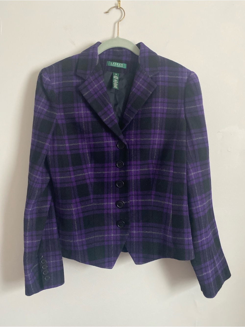 Lauren Ralph Lauren Blazer 10 Plaid Vintage Dark Academia Old Money Preppy Goth